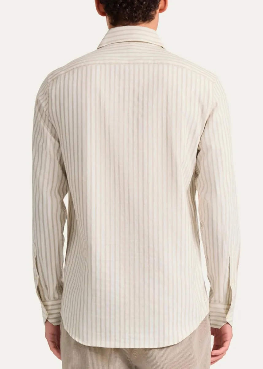 Frescobol Carioca Men's Emilio Cotton Pinstripe Button-Front Shirt | Thumbnail 3