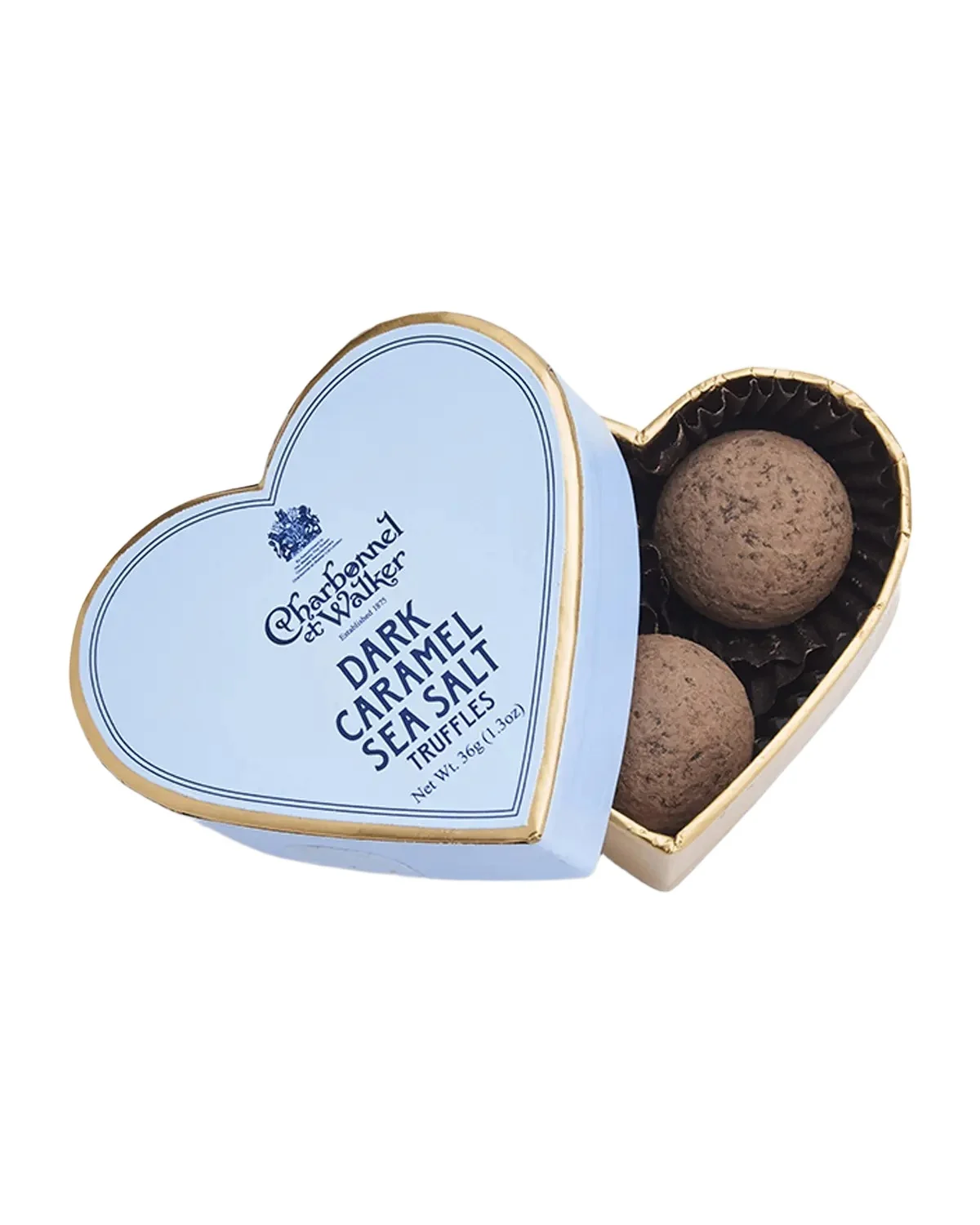 Blue Heart Box Sea Salt Dark Caramel Truffles Blue Heart Box Sea Salt Dark Caramel Truffles