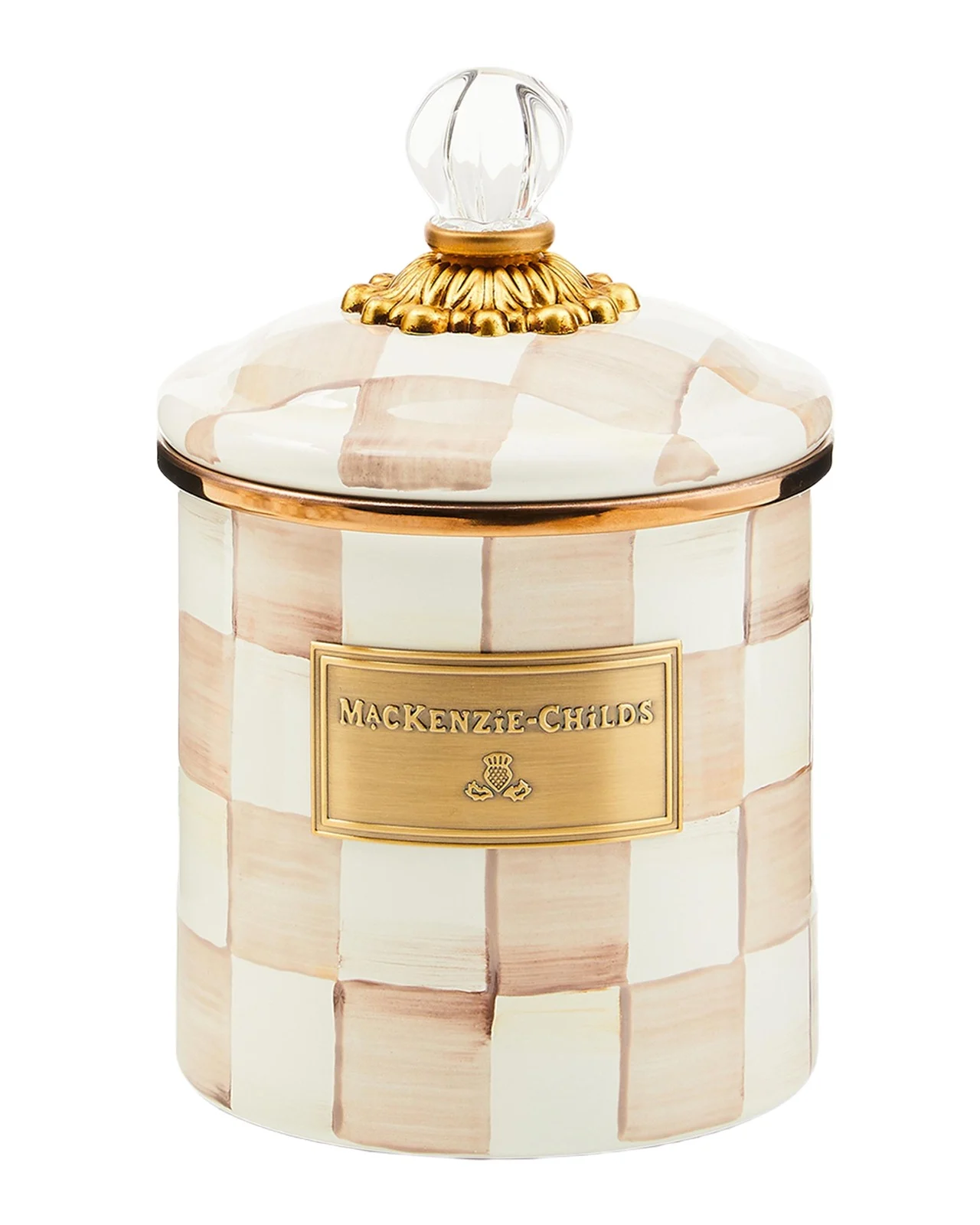 MacKenzie-Childs Mocha Check Small Canister