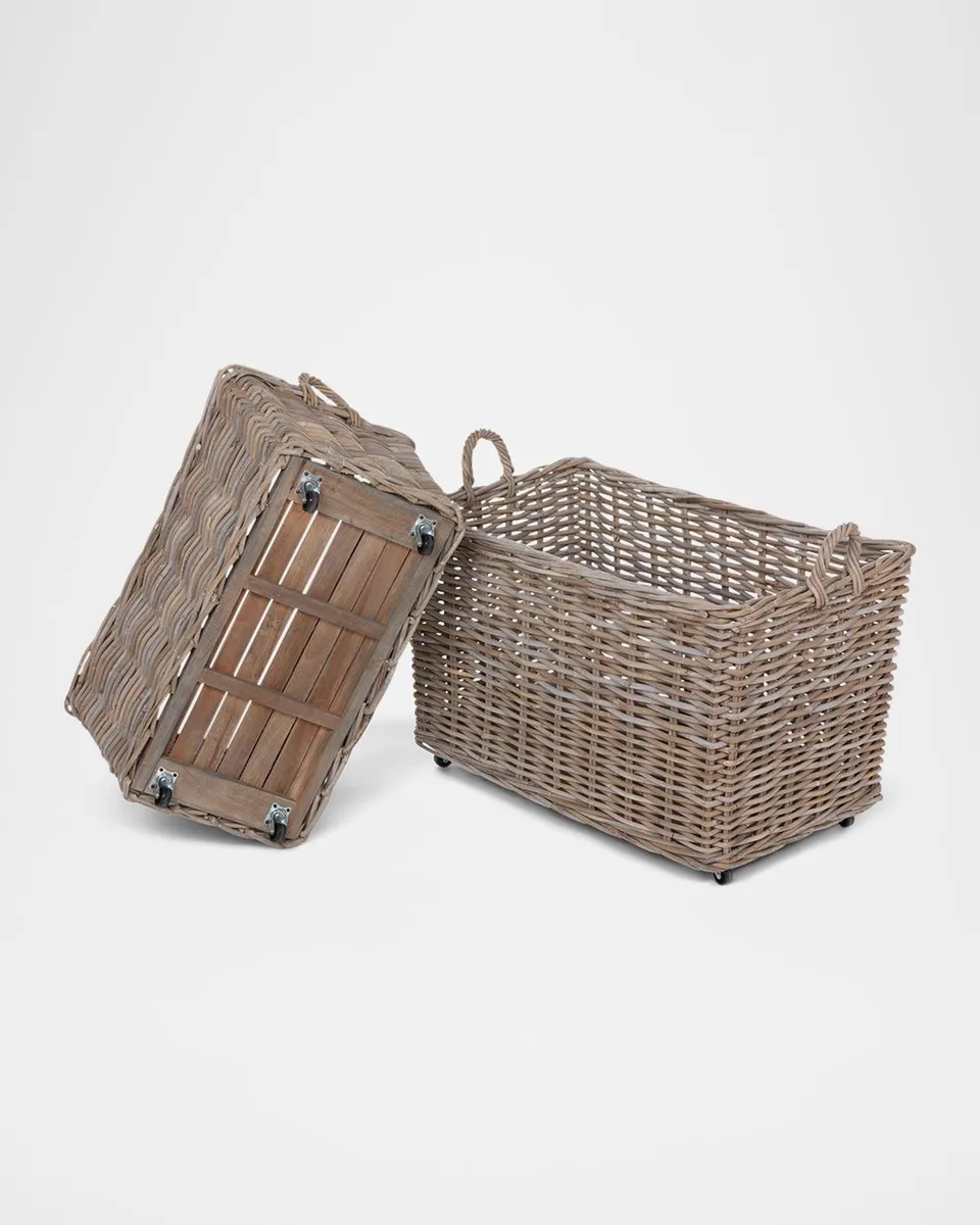 Park Hill Collection Rattan Woven Storage Basket with Casters | Thumbnail 2 Park Hill Collection Rattan Woven Storage Basket with Casters | Thumbnail 2