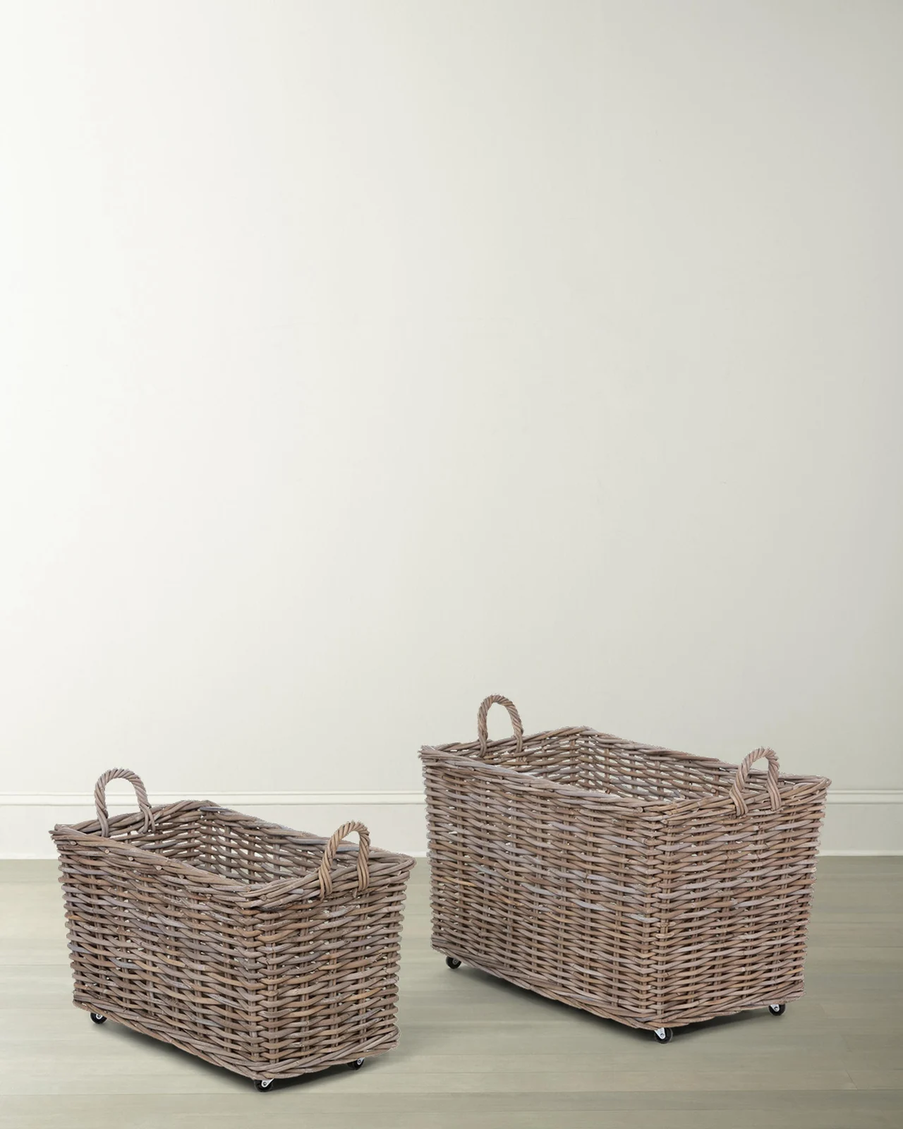 Park Hill Collection Rattan Woven Storage Basket with Casters