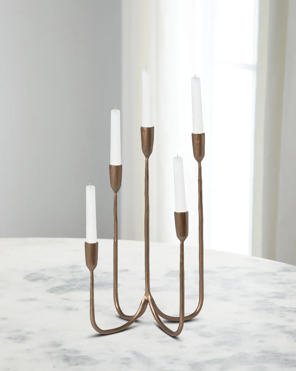 Park Hill Collection Short Forged Iron Candelabra, 17" | Thumbnail 2 Park Hill Collection Short Forged Iron Candelabra, 17" | Thumbnail 2