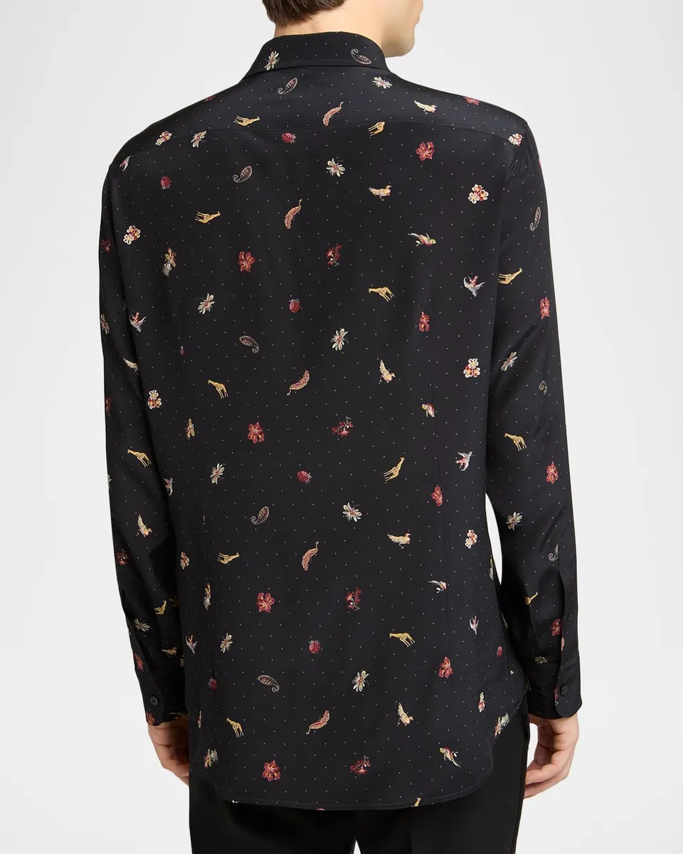 Etro Men's Classic-Fit Crepe de Chine Silk Button-Front Shirt | Thumbnail 2