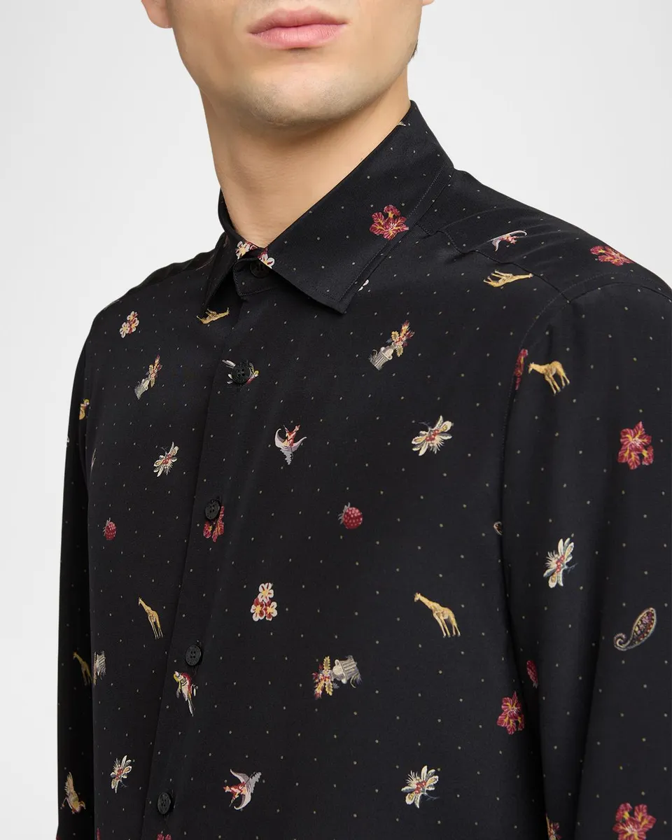 Etro Men's Classic-Fit Crepe de Chine Silk Button-Front Shirt | Thumbnail 3