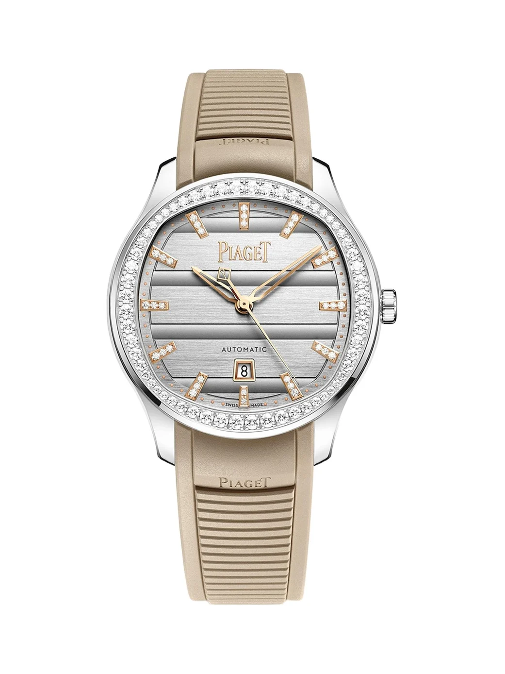 Polo Diamond Automatic Watch with Rubber Strap, 36mm