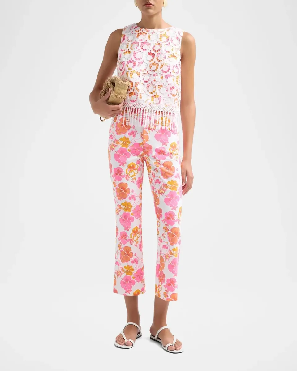 Lilly Pulitzer Annaleese Fringed Floral Lace Crop Top | Thumbnail 2