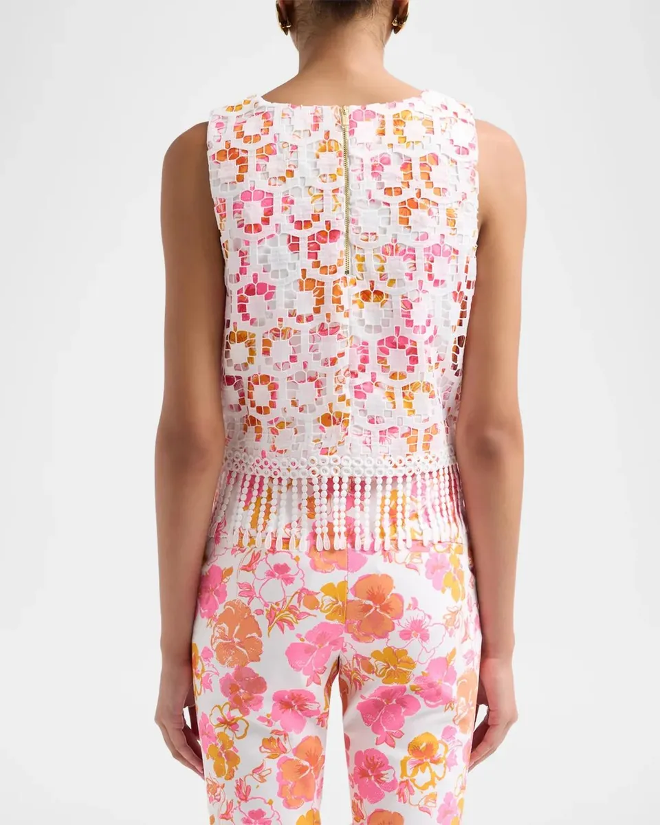 Lilly Pulitzer Annaleese Fringed Floral Lace Crop Top | Thumbnail 3