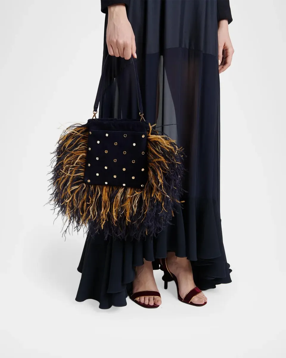 Etro Kalispera Studded Feather Suede Shoulder Bag | Thumbnail 2 Etro Kalispera Studded Feather Suede Shoulder Bag | Thumbnail 2