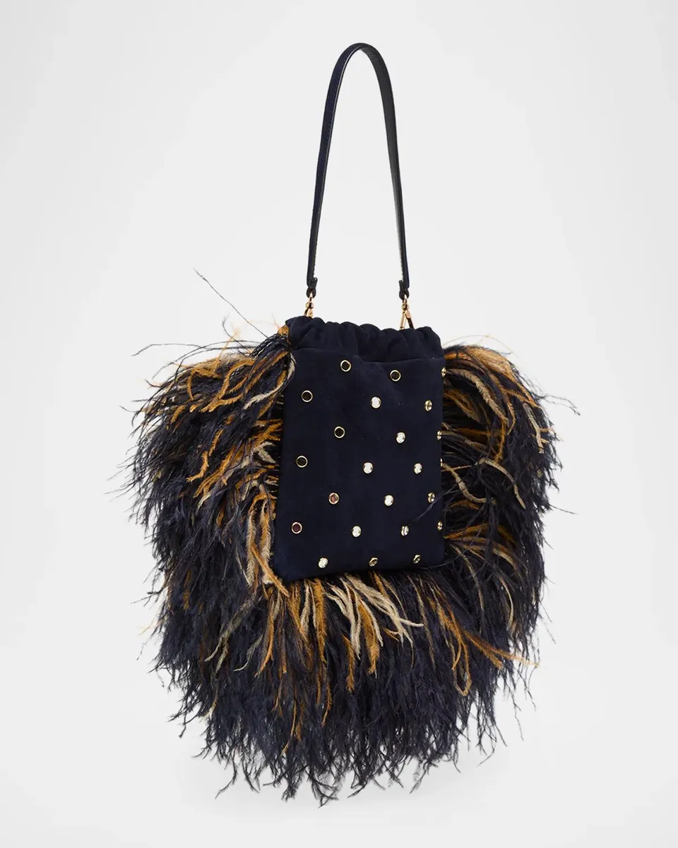 Etro Kalispera Studded Feather Suede Shoulder Bag | Thumbnail 3 Etro Kalispera Studded Feather Suede Shoulder Bag | Thumbnail 3