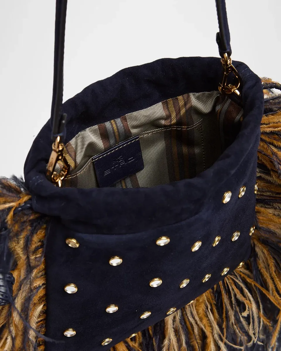 Etro Kalispera Studded Feather Suede Shoulder Bag | Thumbnail 4 Etro Kalispera Studded Feather Suede Shoulder Bag | Thumbnail 4