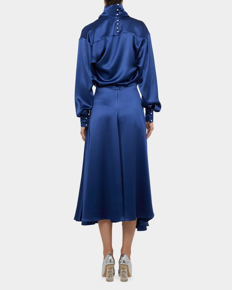 PRABAL GURUNG Draped Wrap-Neck Silk Midi Skirt | Thumbnail 3 PRABAL GURUNG Draped Wrap-Neck Silk Midi Skirt | Thumbnail 3