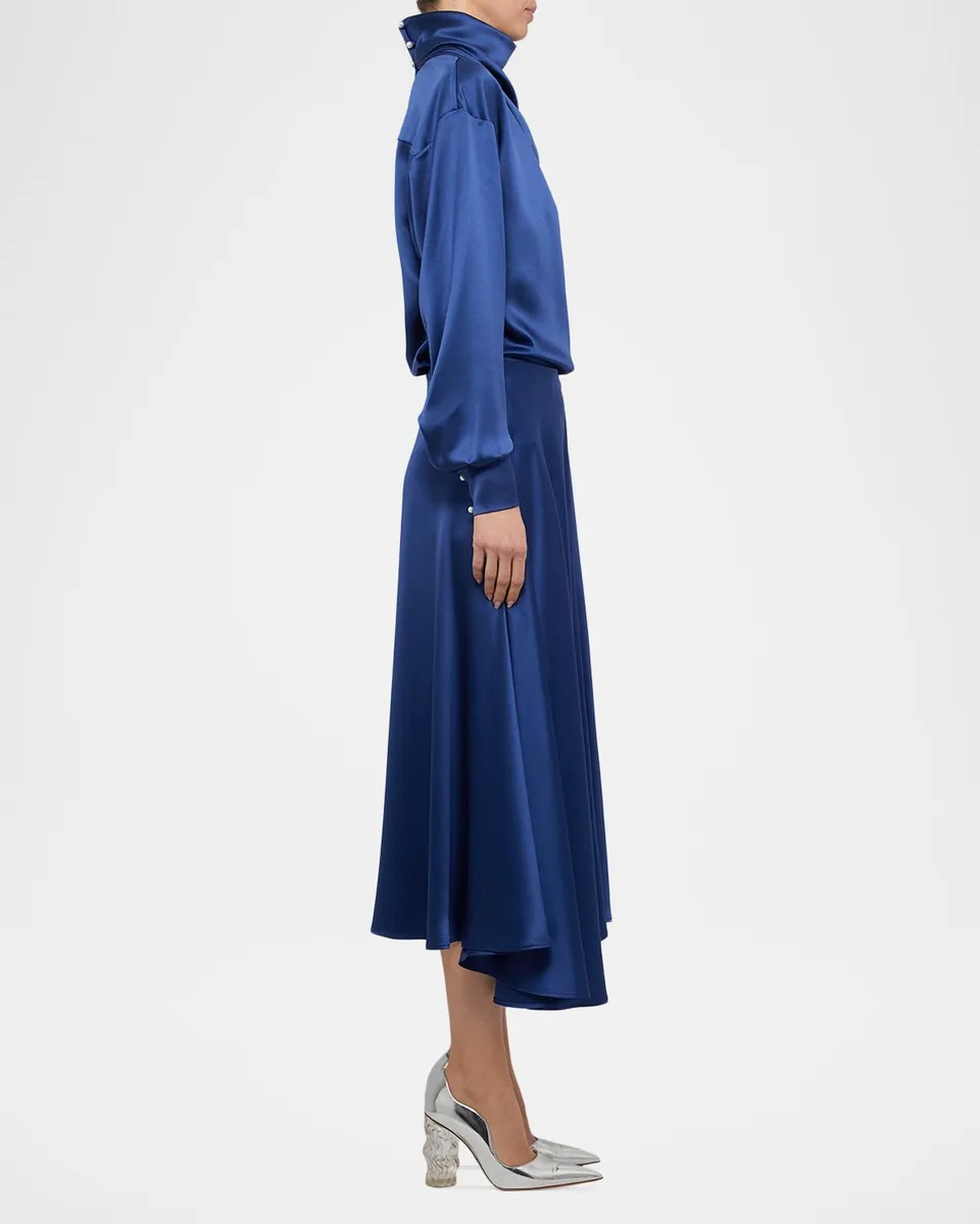 PRABAL GURUNG Draped Wrap-Neck Silk Midi Skirt | Thumbnail 4 PRABAL GURUNG Draped Wrap-Neck Silk Midi Skirt | Thumbnail 4