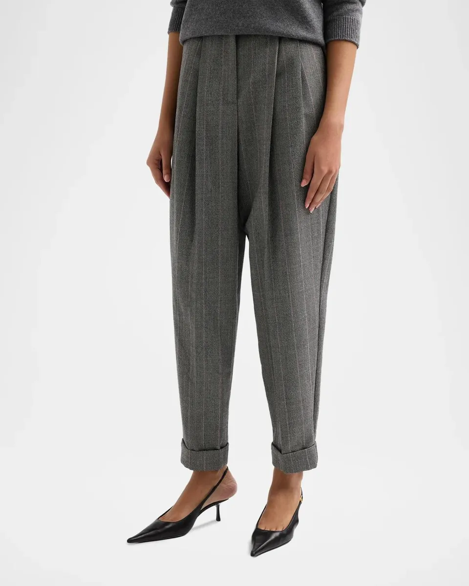 Dolce & Gabbana Pinstripe Wool Tapered Trousers | Thumbnail 4 Dolce & Gabbana Pinstripe Wool Tapered Trousers | Thumbnail 4