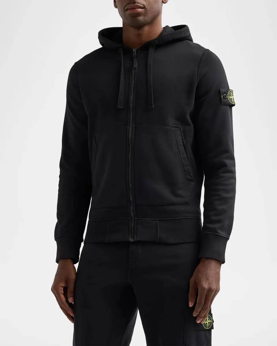 Stone Island Men's Cotton Drawstring Hoodie | Thumbnail 4 Stone Island Men's Cotton Drawstring Hoodie | Thumbnail 4