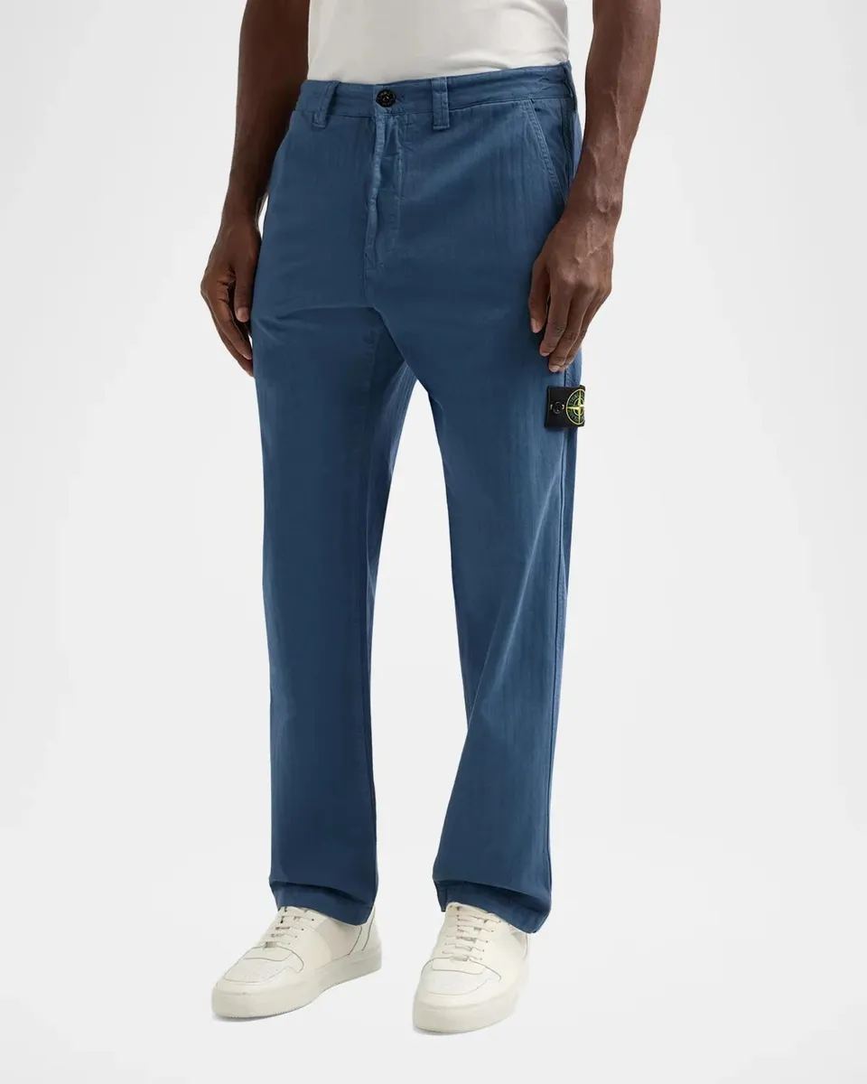 Stone Island Men's Textured Cotton Straight-Leg Pants | Thumbnail 4 Stone Island Men's Textured Cotton Straight-Leg Pants | Thumbnail 4