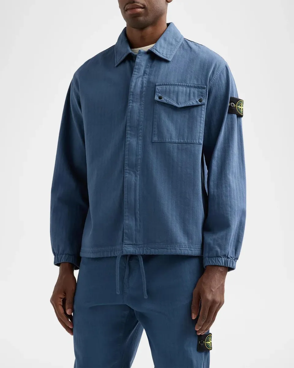 Stone Island Men's Textured Cotton Shirt Jacket | Thumbnail 4 Stone Island Men's Textured Cotton Shirt Jacket | Thumbnail 4