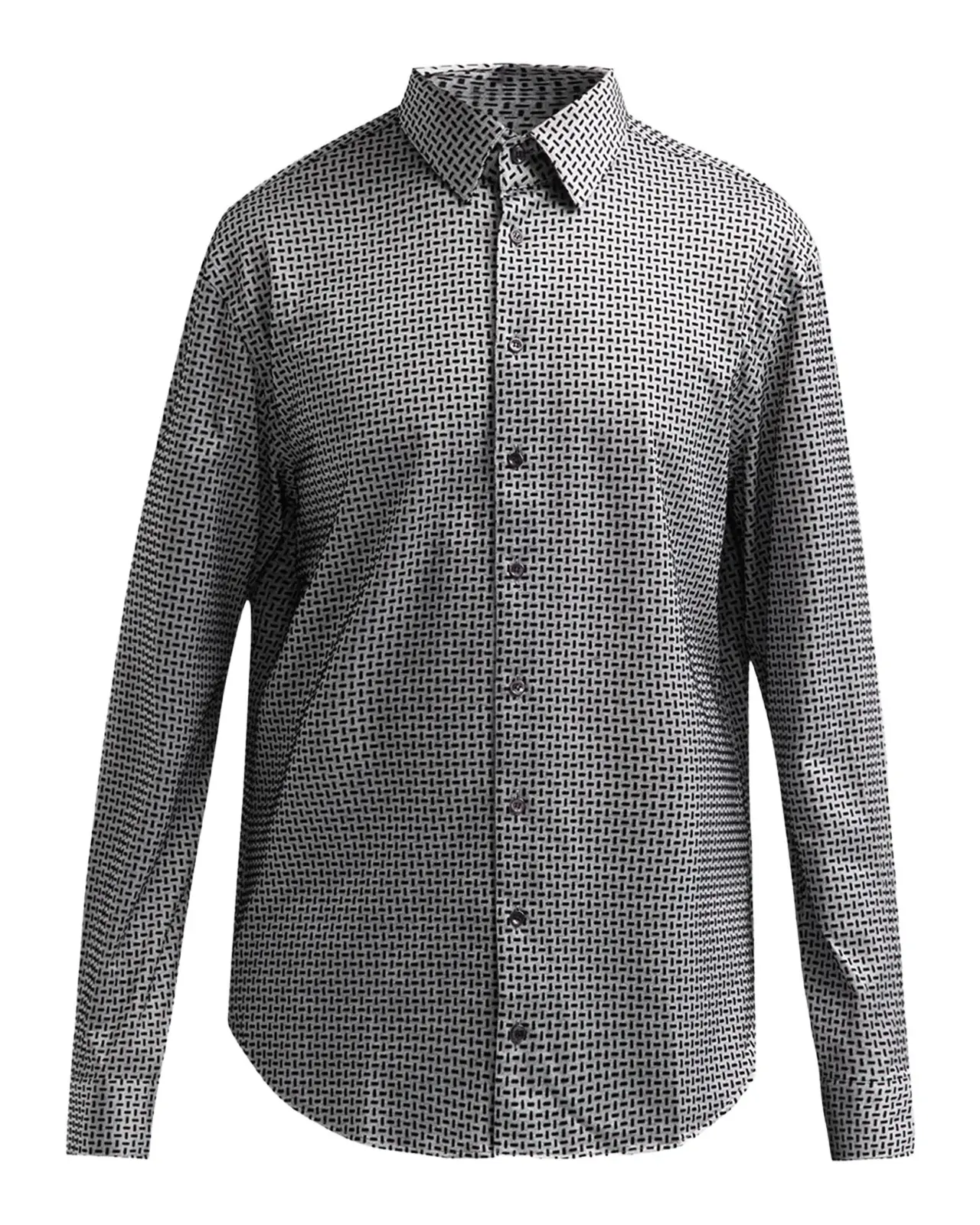 Giorgio Armani Men's Flocked Geo Stretch-Cotton Shirt
