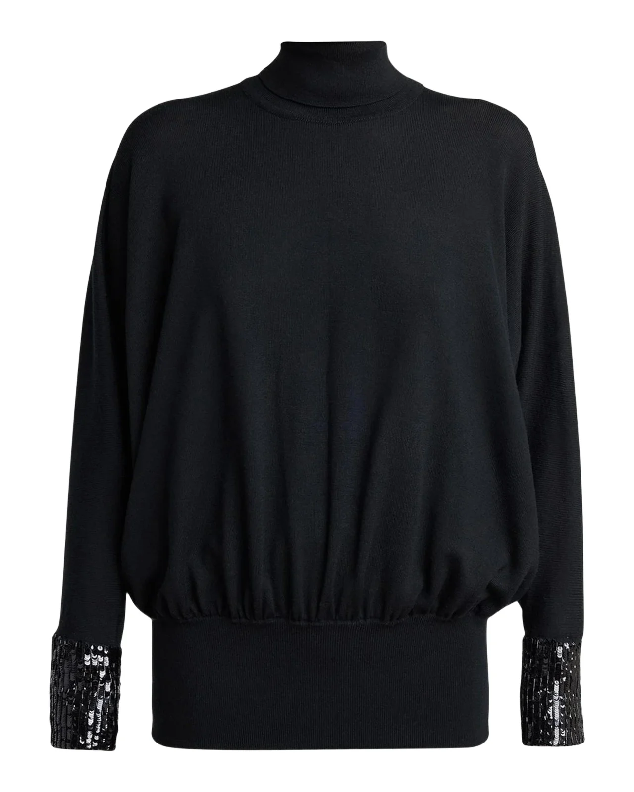 Turtleneck Sequined Balloon Sweater
