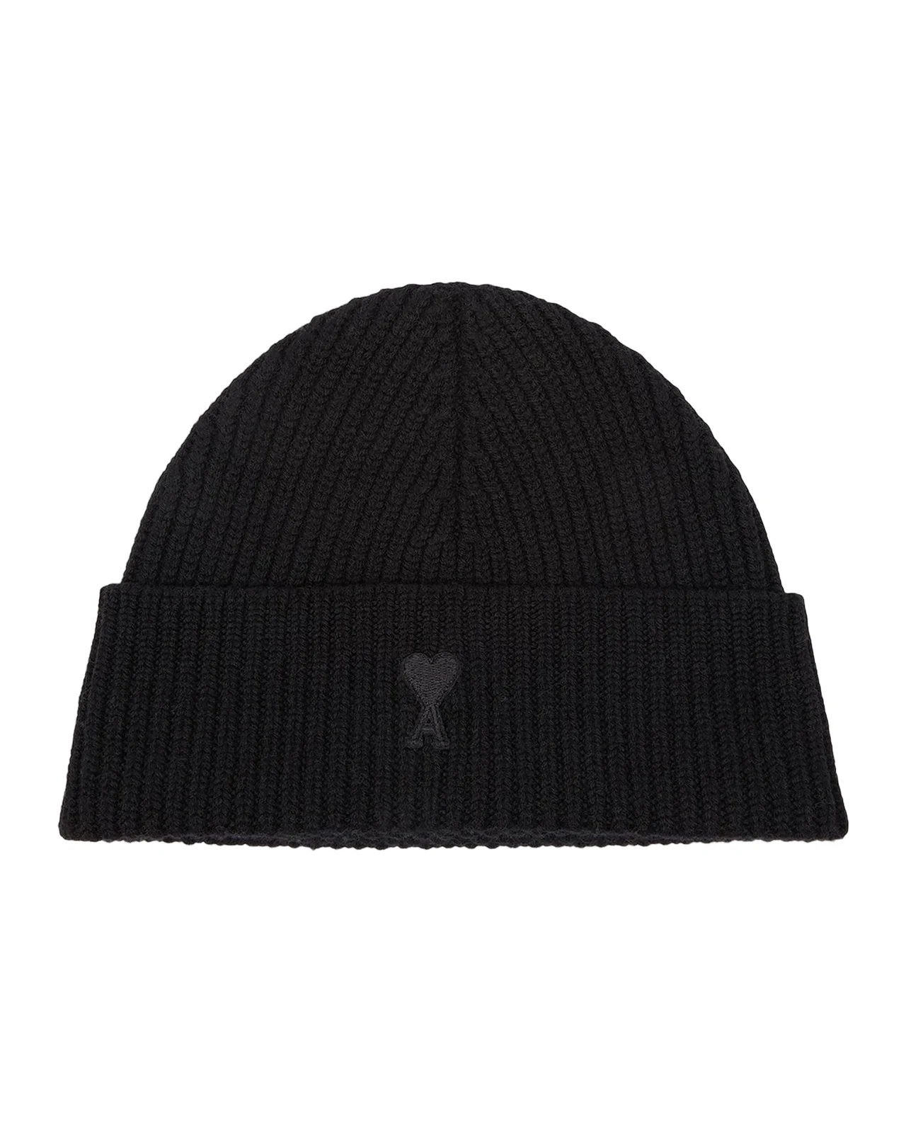 AMI PARIS Men's Wool Rib-Knit Ami De Coeur-Embroidered Beanie Hat