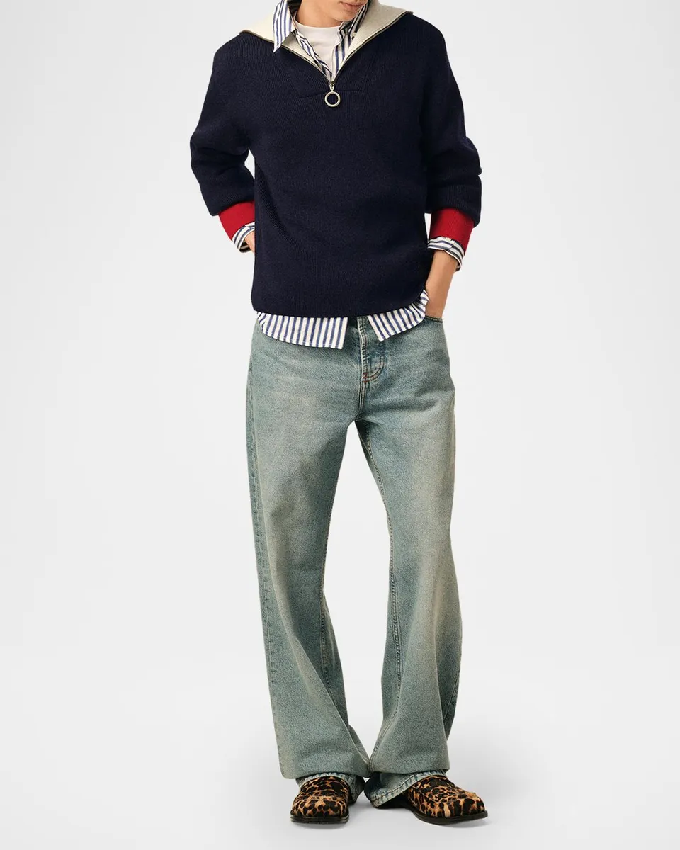 AMI PARIS Men's Colorblocked Half-Zip Sweater | Thumbnail 2 AMI PARIS Men's Colorblocked Half-Zip Sweater | Thumbnail 2
