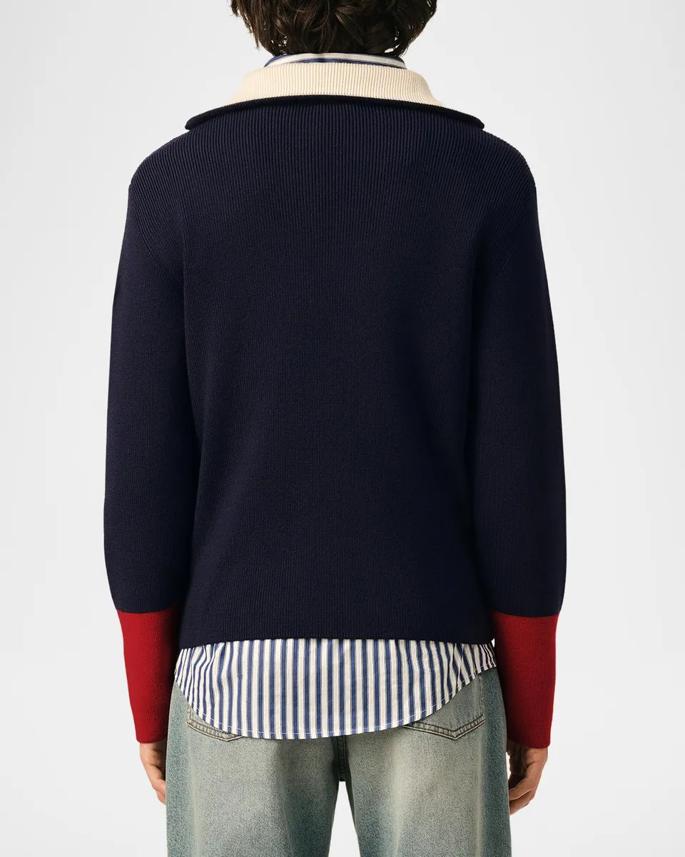 AMI PARIS Men's Colorblocked Half-Zip Sweater | Thumbnail 3 AMI PARIS Men's Colorblocked Half-Zip Sweater | Thumbnail 3