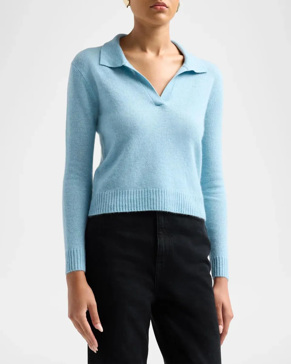 Neiman Marcus Cashmere Collection Basic Cashmere Polo Sweater | Thumbnail 4 Neiman Marcus Cashmere Collection Basic Cashmere Polo Sweater | Thumbnail 4