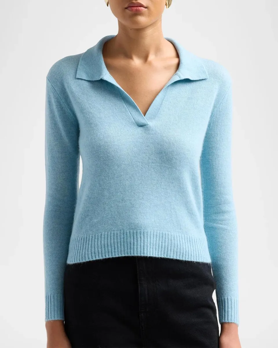 Neiman Marcus Cashmere Collection Basic Cashmere Polo Sweater | Thumbnail 5 Neiman Marcus Cashmere Collection Basic Cashmere Polo Sweater | Thumbnail 5