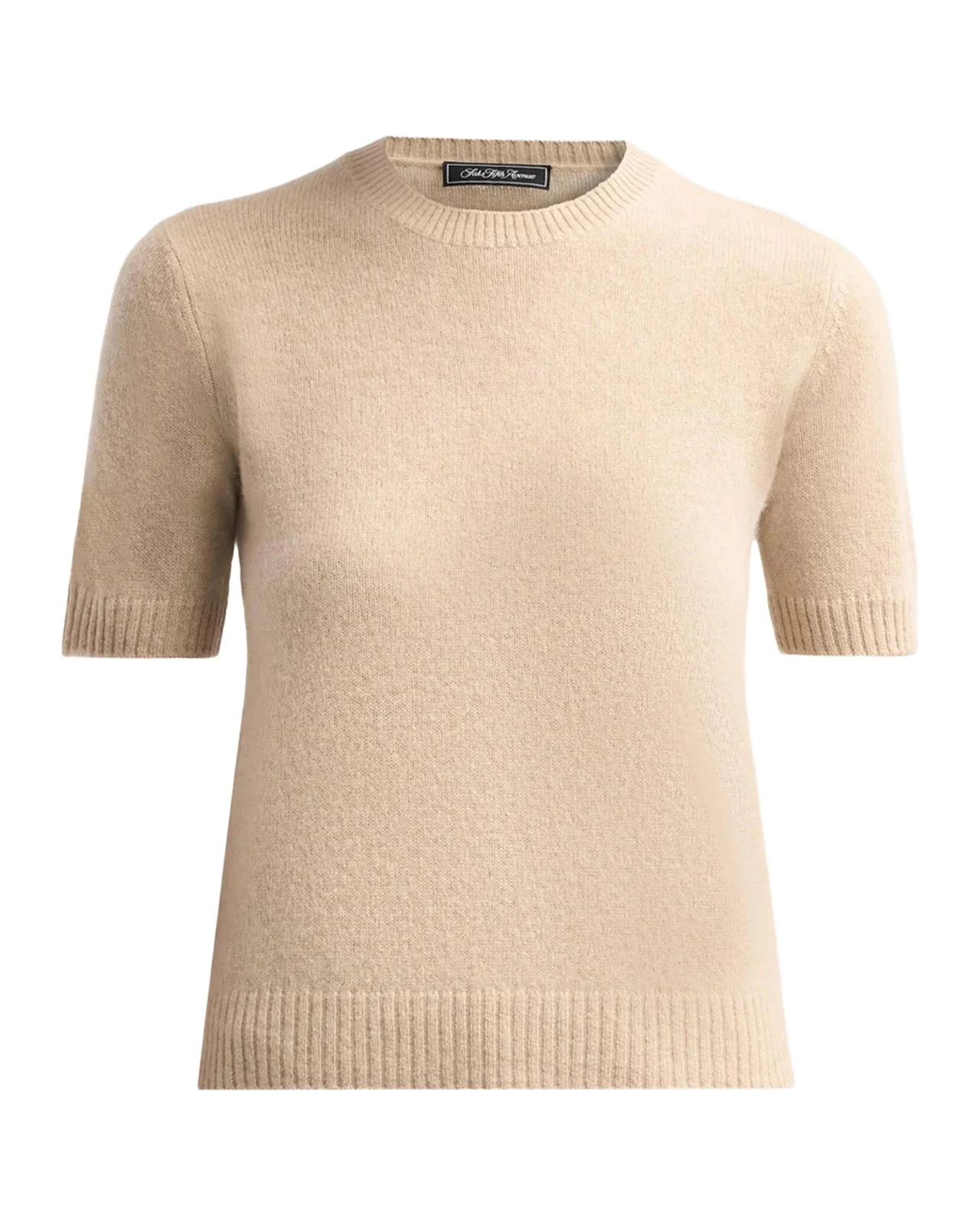 Basic Cashmere Shrunken Short-Sleeve Crewneck Sweater Basic Cashmere Shrunken Short-Sleeve Crewneck Sweater