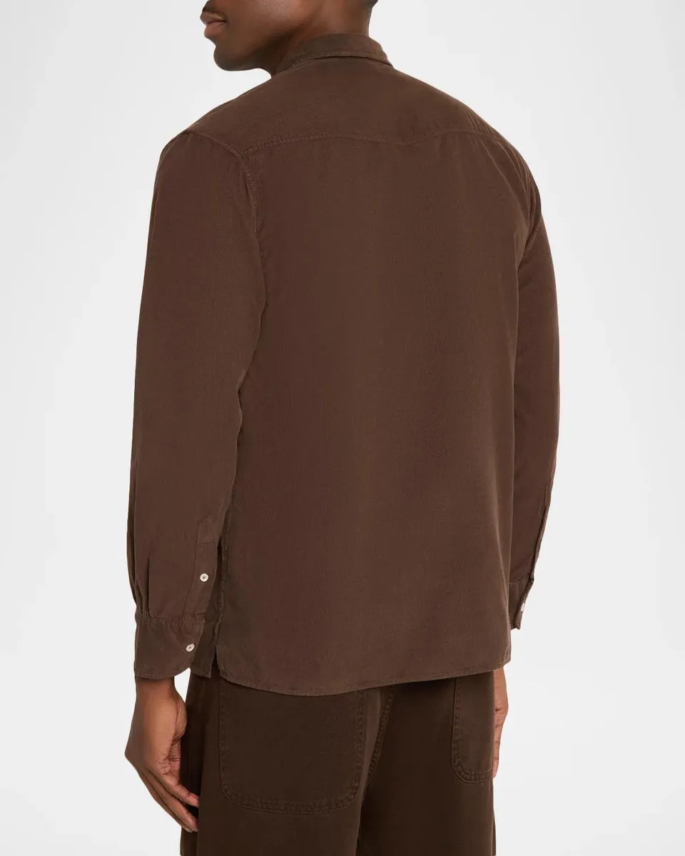 OFFICINE GÉNÉRALE Men's Fine-Wale Corduroy Button-Front Shirt | Thumbnail 3 OFFICINE GÉNÉRALE Men's Fine-Wale Corduroy Button-Front Shirt | Thumbnail 3