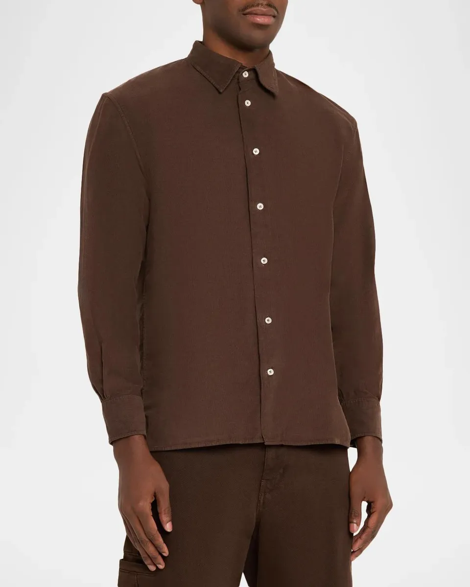 OFFICINE GÉNÉRALE Men's Fine-Wale Corduroy Button-Front Shirt | Thumbnail 4 OFFICINE GÉNÉRALE Men's Fine-Wale Corduroy Button-Front Shirt | Thumbnail 4
