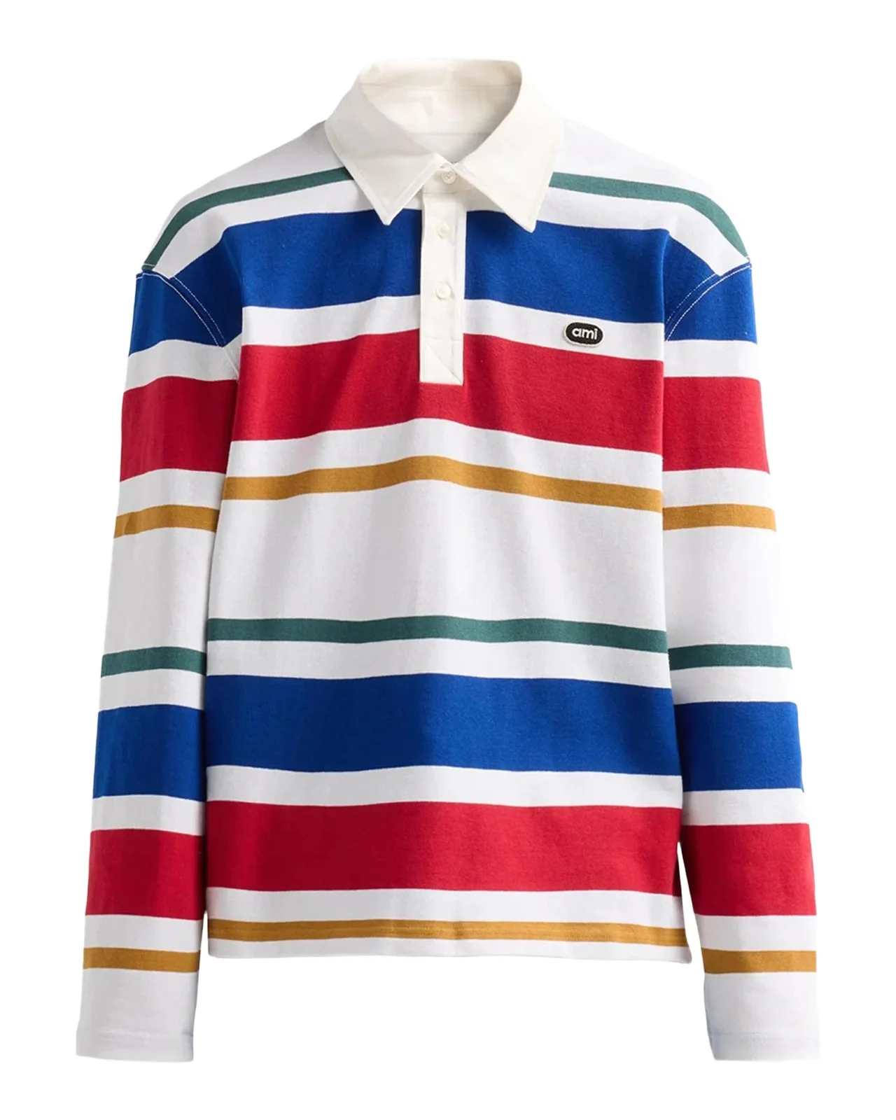 AMI PARIS Men's Ami Bouclette Oval Patch Stripe Polo