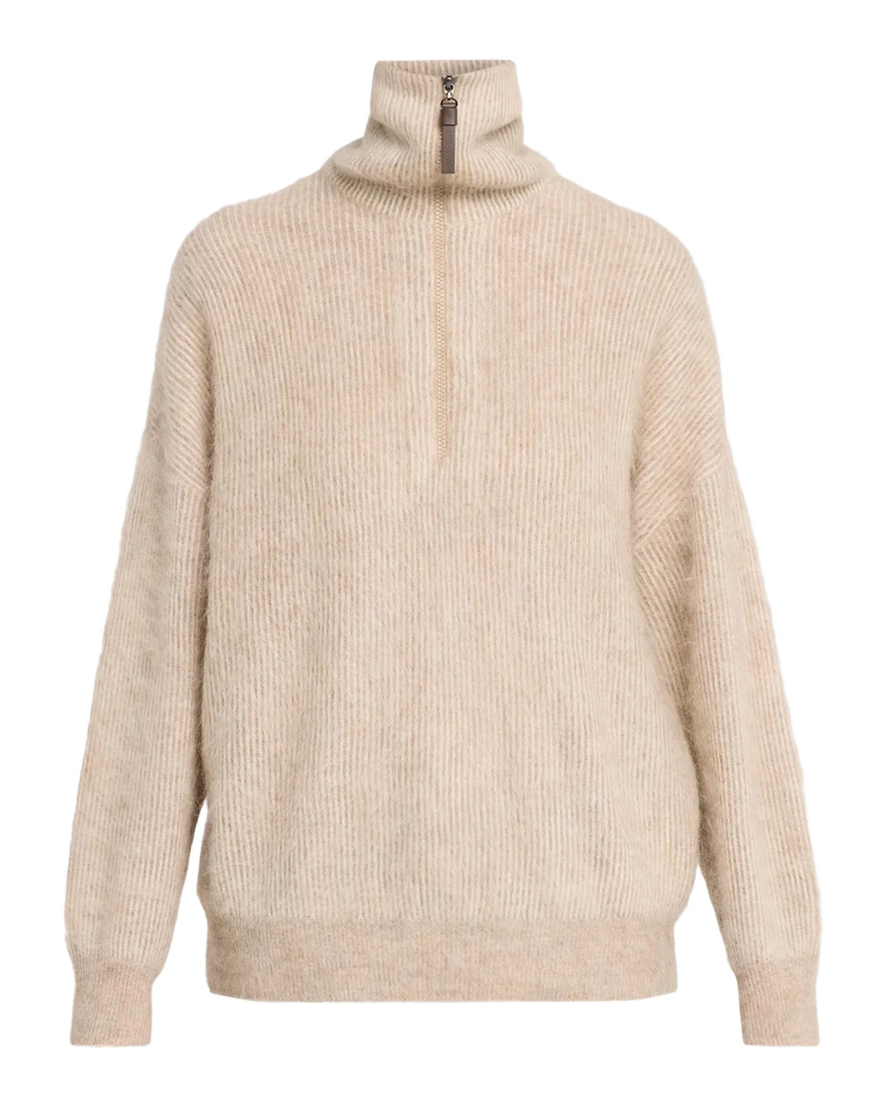 Vanise Wool English Rib Quarter-Zip Sweater Vanise Wool English Rib Quarter-Zip Sweater