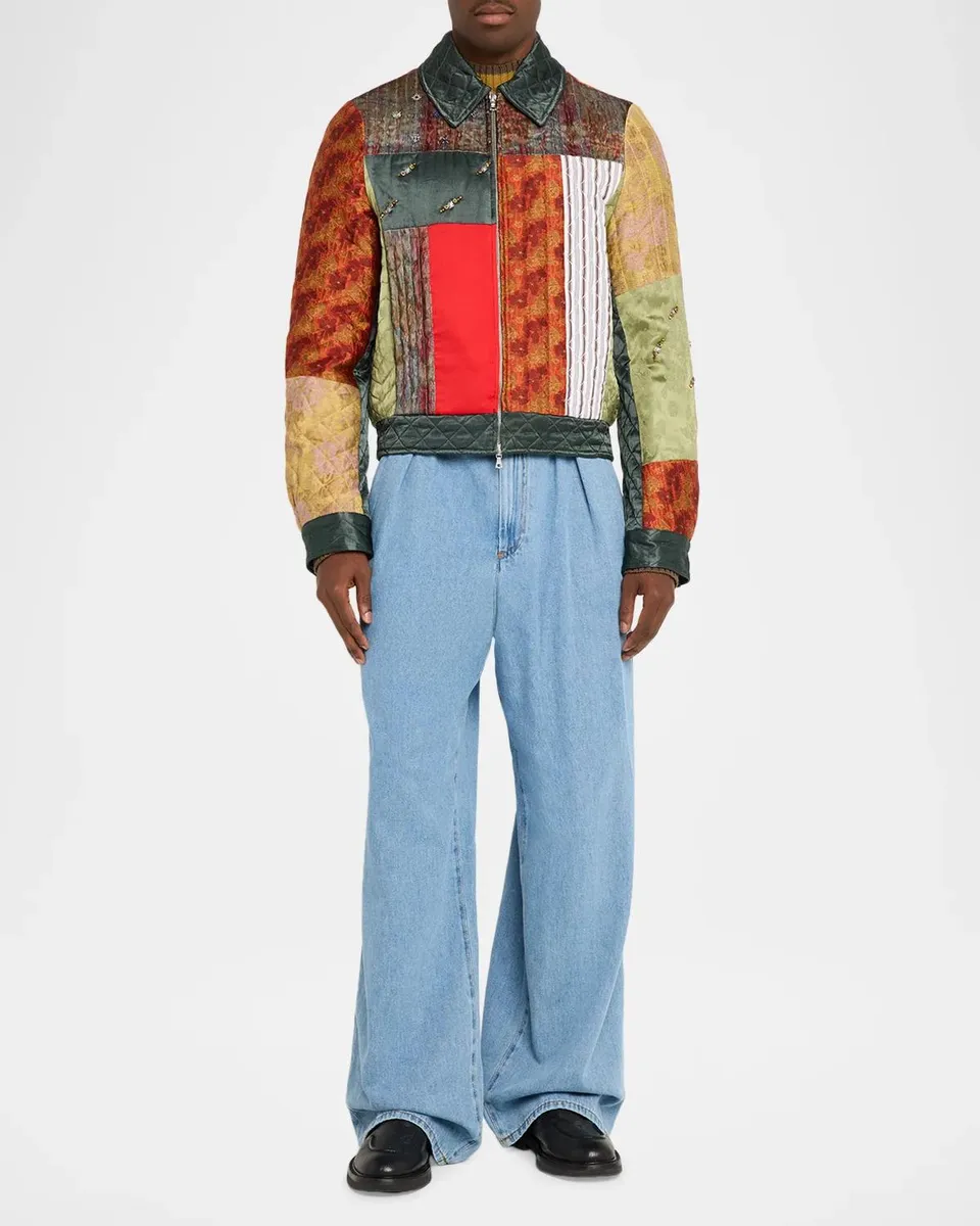 Dries Van Noten Men's Vernons Patchwork Quilted Shirt Jacket | Thumbnail 2