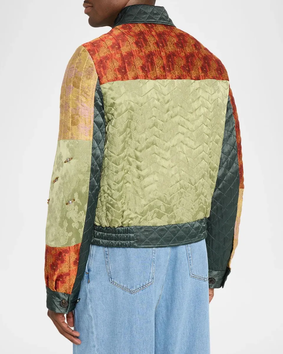 Dries Van Noten Men's Vernons Patchwork Quilted Shirt Jacket | Thumbnail 3