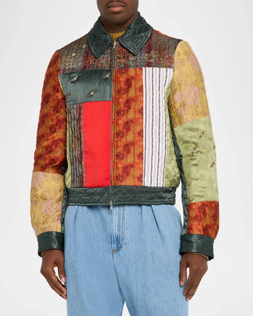 Dries Van Noten Men's Vernons Patchwork Quilted Shirt Jacket | Thumbnail 4