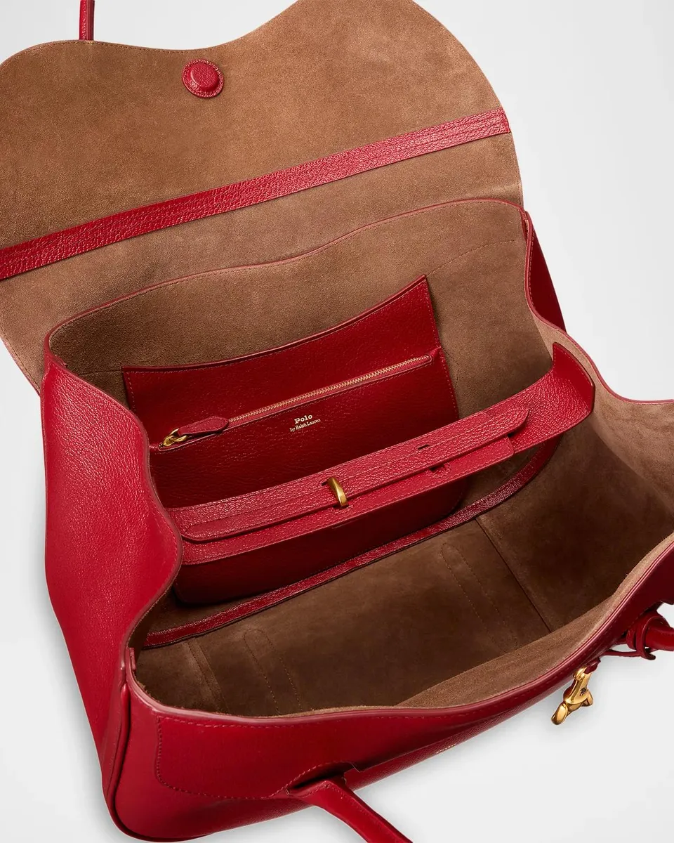Polo Ralph Lauren Polo Blazer Large Grain Leather Shoulder Bag | Thumbnail 4