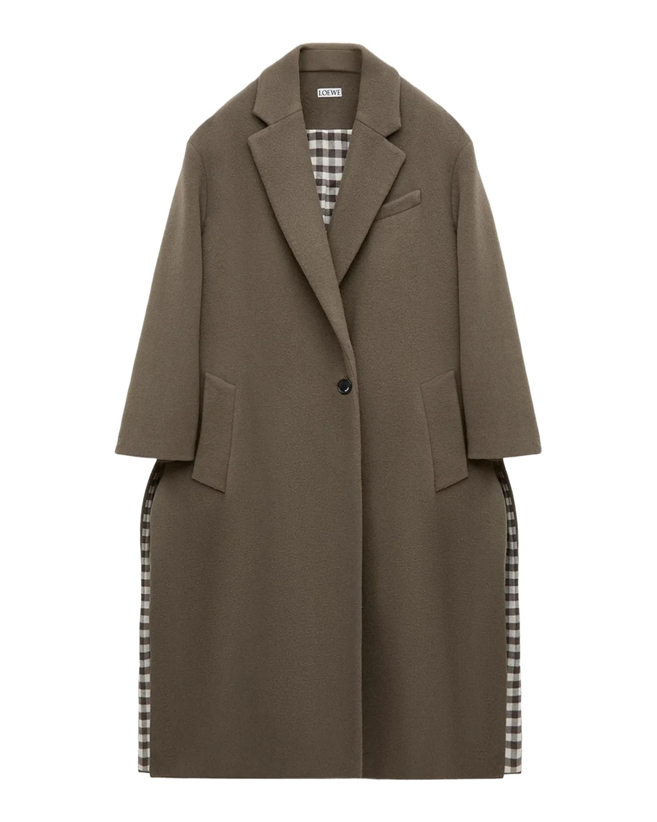 Gingham Cashmere Single-Breasted Coat