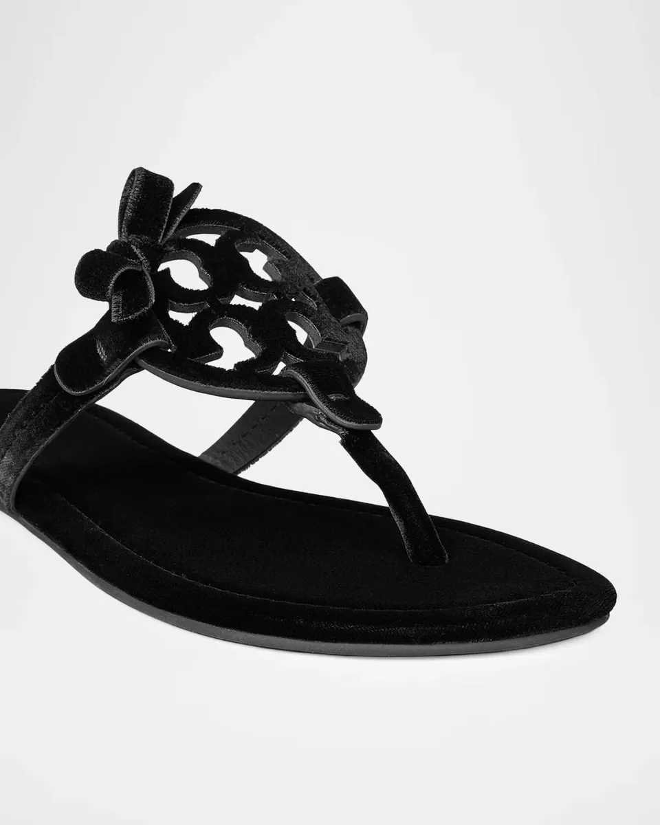 Tory Burch Miller Bow Velvet Thong Sandals | Thumbnail 2 Tory Burch Miller Bow Velvet Thong Sandals | Thumbnail 2