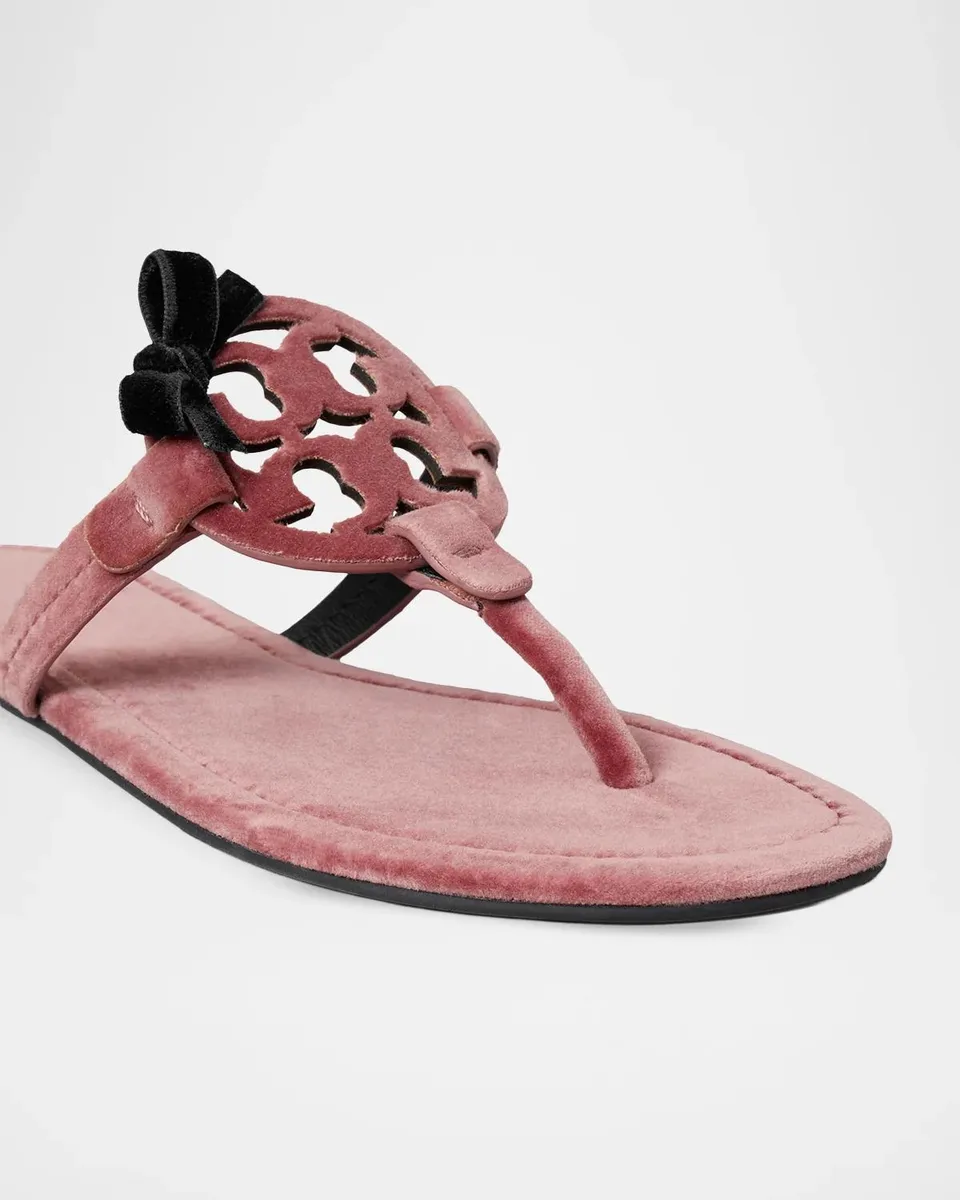 Tory Burch Miller Bow Velvet Thong Sandals | Thumbnail 2 Tory Burch Miller Bow Velvet Thong Sandals | Thumbnail 2