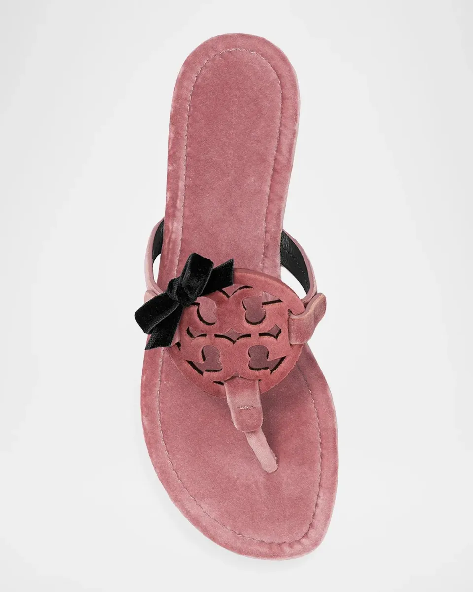 Tory Burch Miller Bow Velvet Thong Sandals | Thumbnail 3 Tory Burch Miller Bow Velvet Thong Sandals | Thumbnail 3
