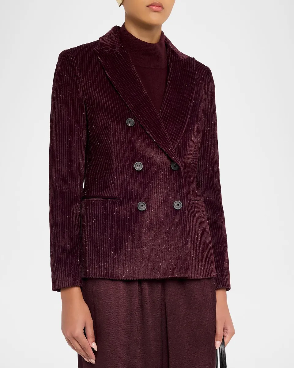 PESERICO Double-Breasted Glitter Corduroy Jacket | Thumbnail 4
