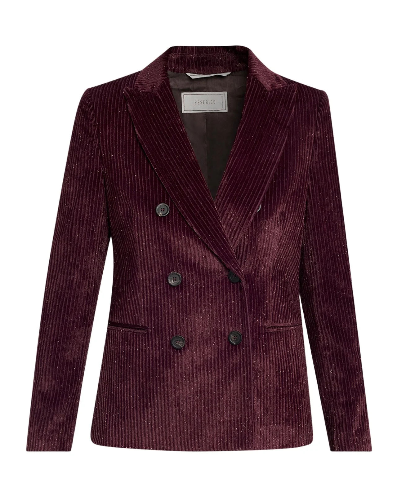 PESERICO Double-Breasted Glitter Corduroy Jacket