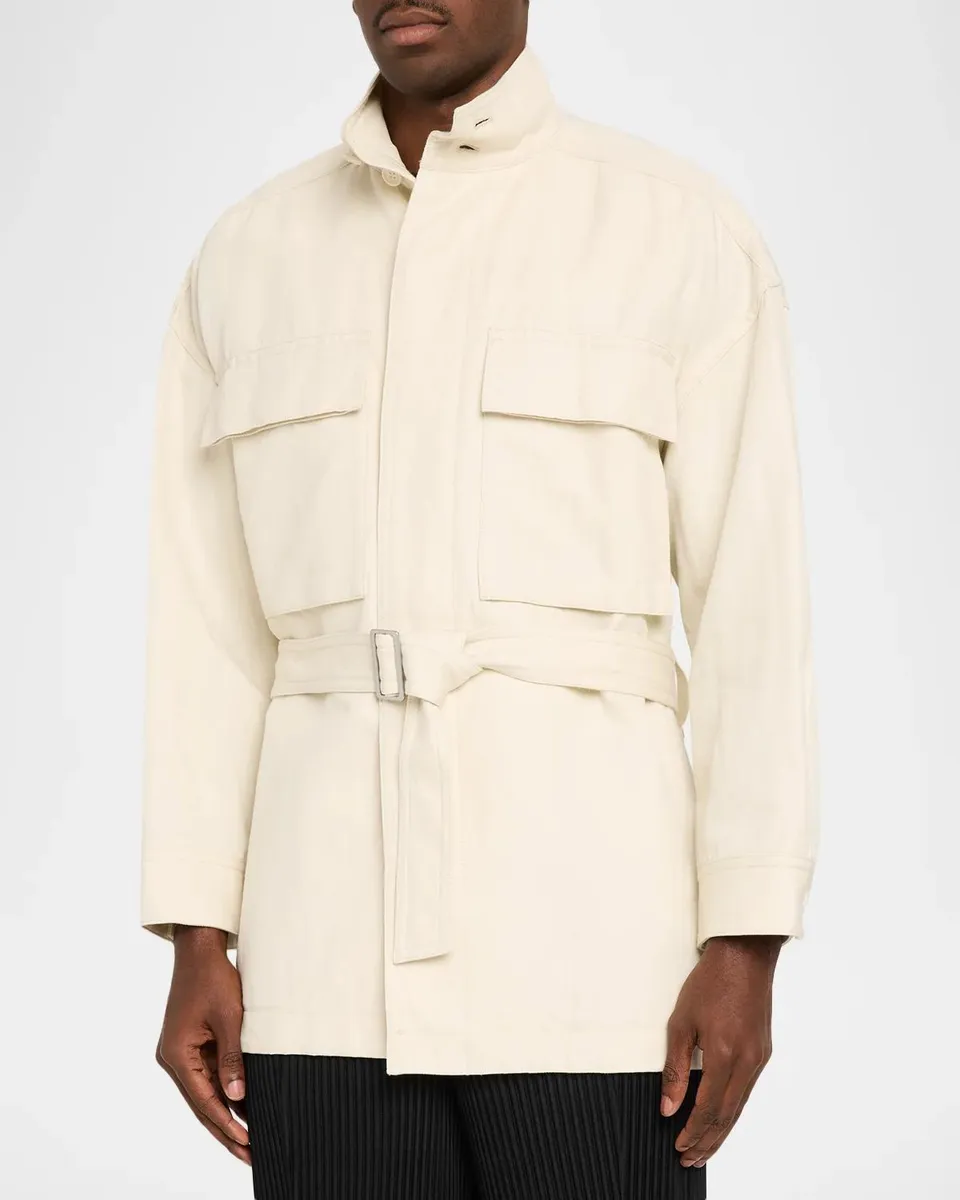 IM MEN Men's Twill Belted Field Jacket | Thumbnail 4 IM MEN Men's Twill Belted Field Jacket | Thumbnail 4