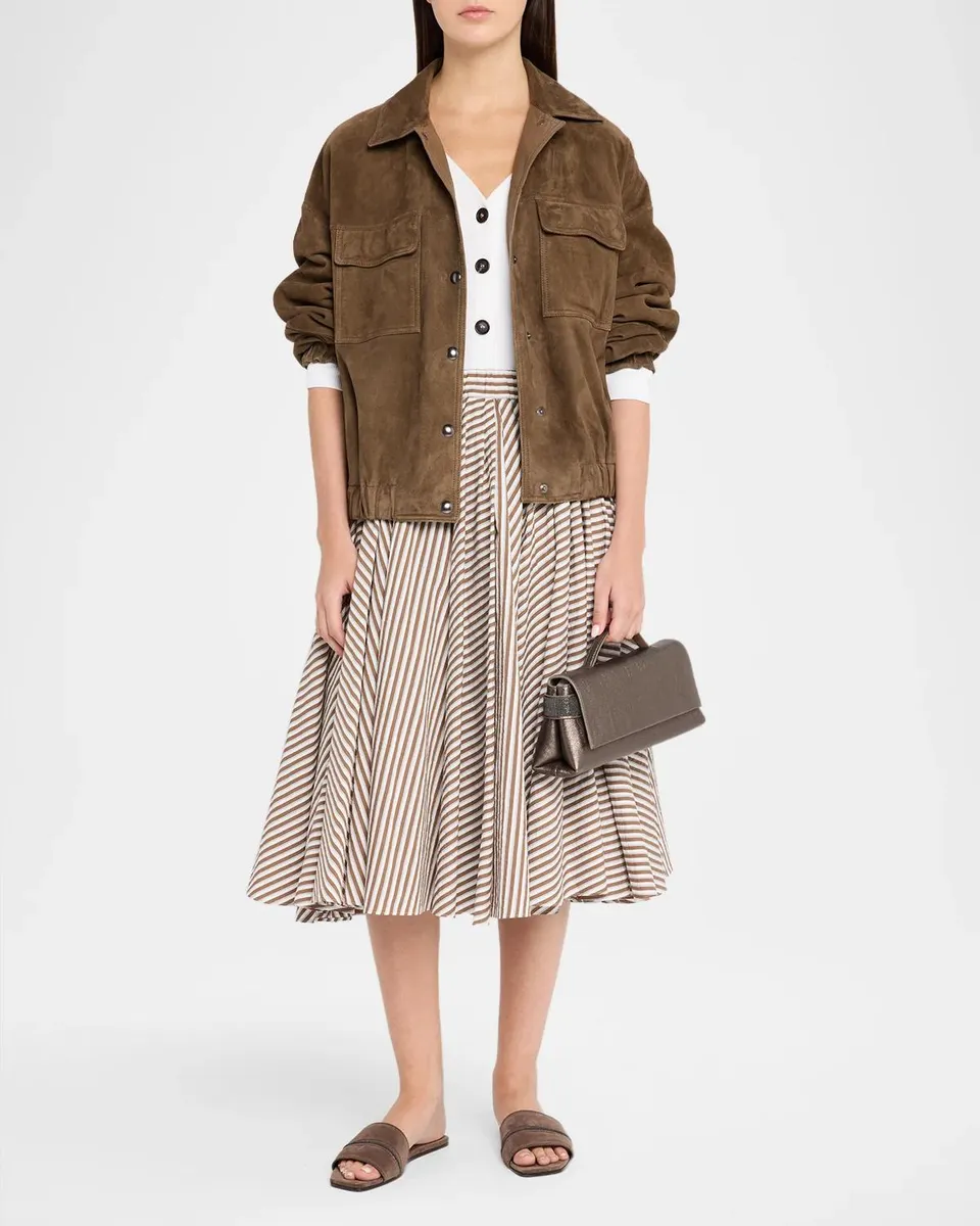 Brunello Cucinelli Metallic Leather Top-Handle Bag | Thumbnail 5