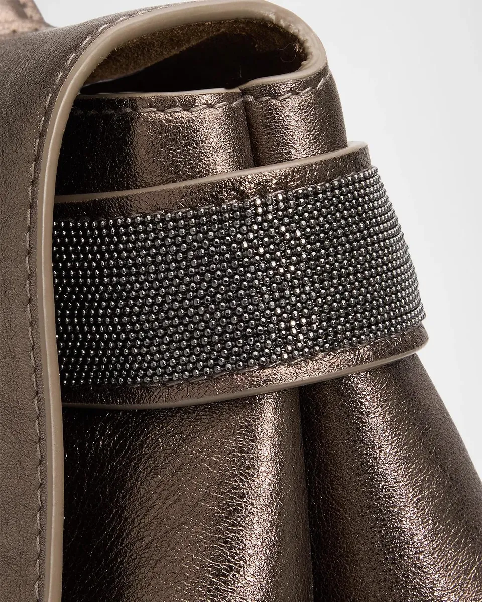 Brunello Cucinelli Metallic Leather Top-Handle Bag | Thumbnail 6