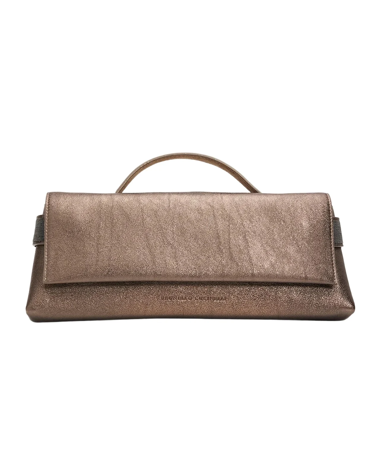 Brunello Cucinelli Metallic Leather Top-Handle Bag