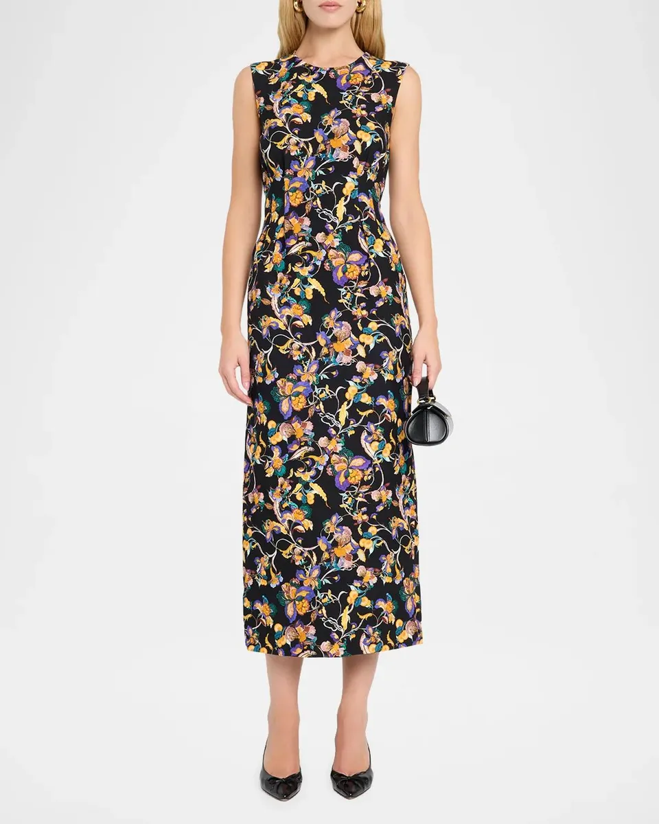 Adam Lippes Ophelia Floral-Print Sleeveless Midi Dress | Thumbnail 2