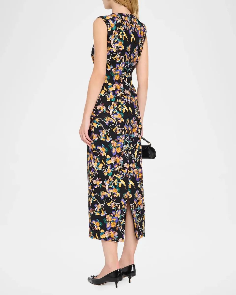 Adam Lippes Ophelia Floral-Print Sleeveless Midi Dress | Thumbnail 3