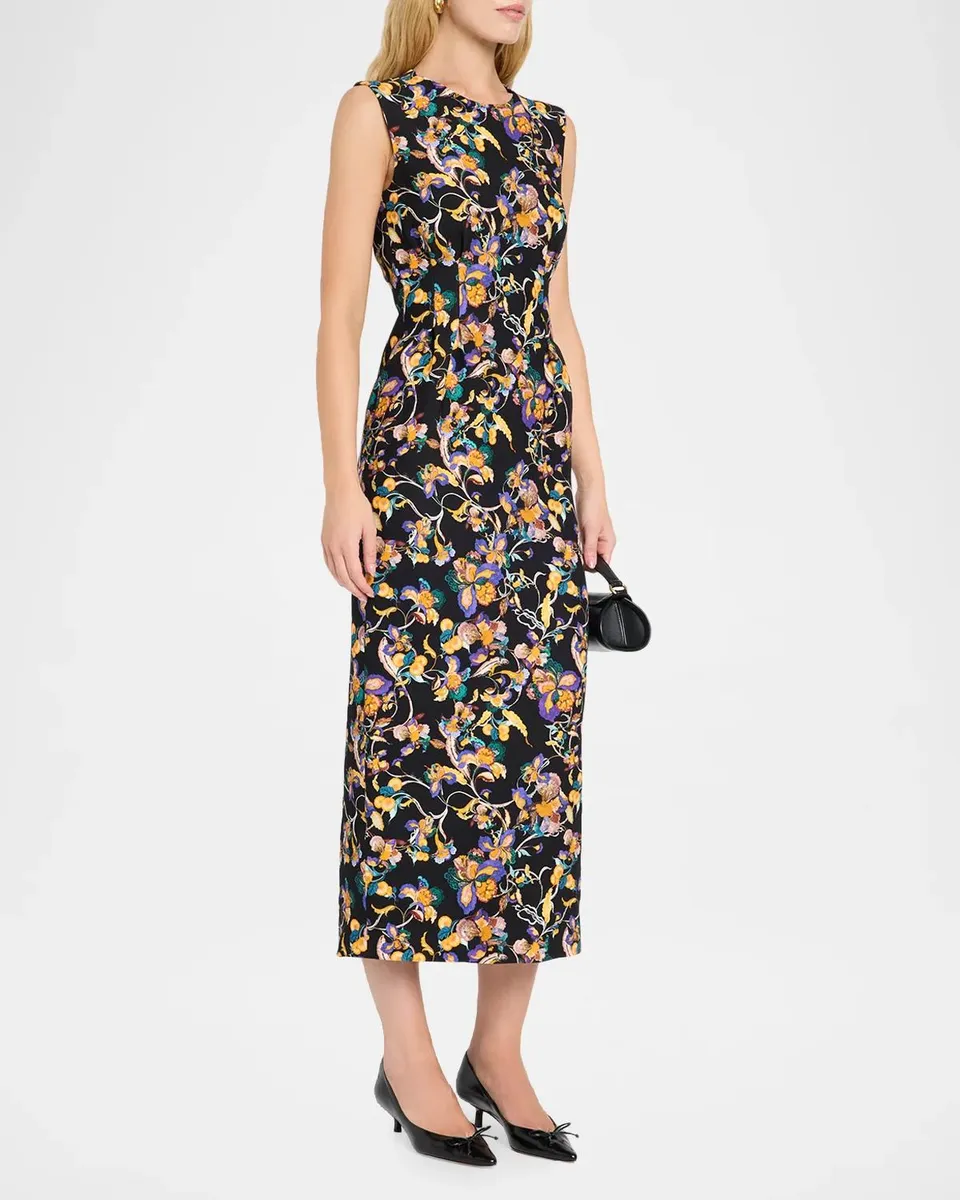 Adam Lippes Ophelia Floral-Print Sleeveless Midi Dress | Thumbnail 4