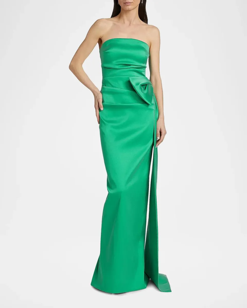 Rickie Freeman for Teri Jon Strapless Side-Bow Mikado Column Gown | Thumbnail 2
